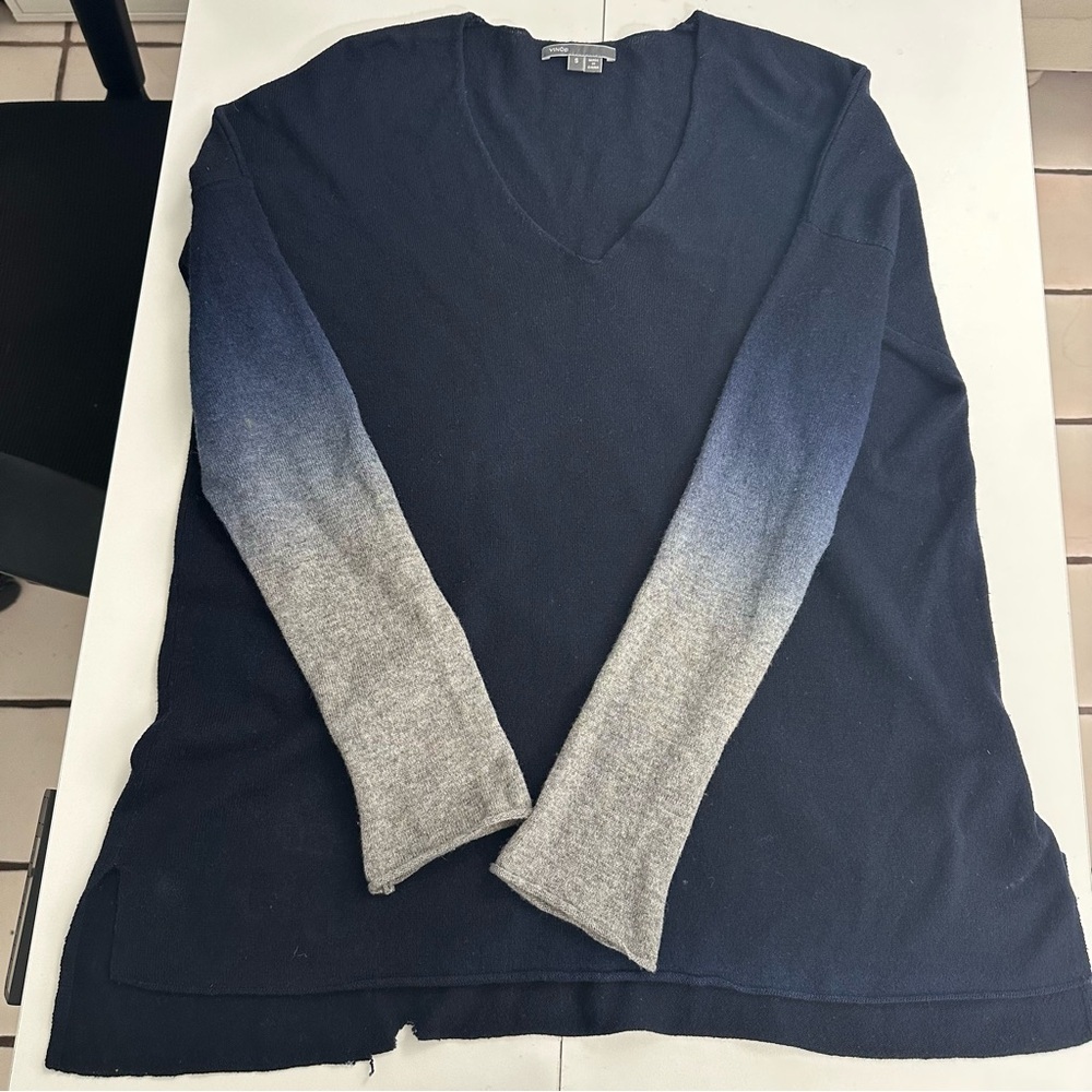 Vince Blue to Grey Gradient Wool Cashmere Sweater Size S/P